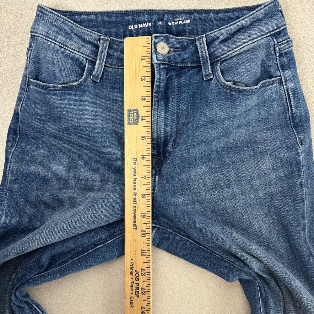 Old Navy Wow Flare Jeans Women 2 Blue High Rise Medium Wash Stretch Denim - Picture 9 of 12